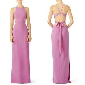 Halston Heritage Cutout Tie Back Gown 2 High Neck
